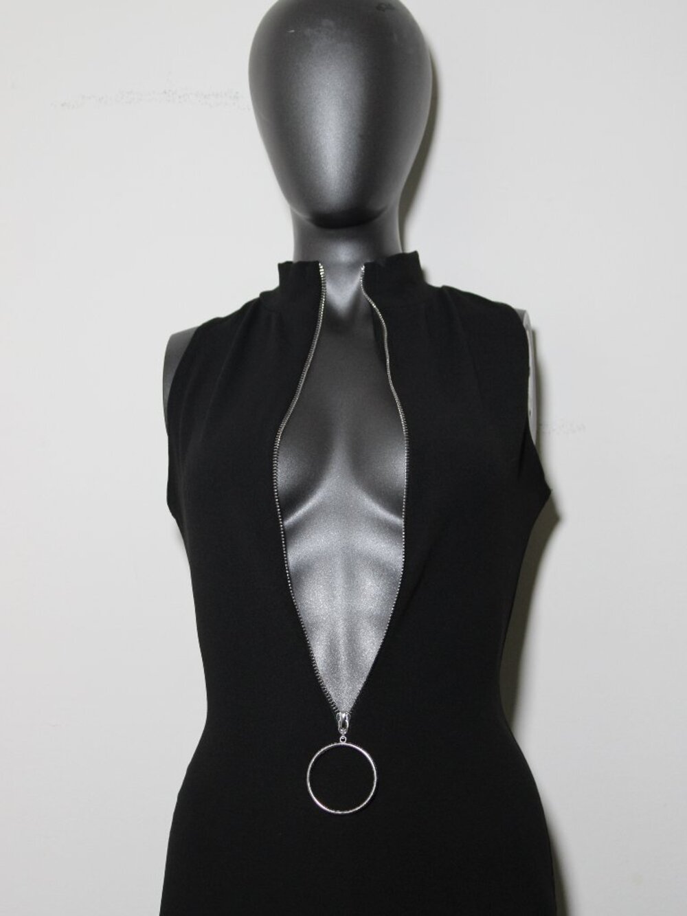 Pretty Little Thing small black sleeveless O-ring unitard